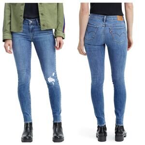 NWT Levi’s 721 High Rise Skinny Jeans Distressed Stretch Womens Size 24